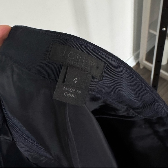 J. Crew Collection Embellished Navy Blue Twill Asymmetrical Pencil Skirt 4 - Picture 6 of 6